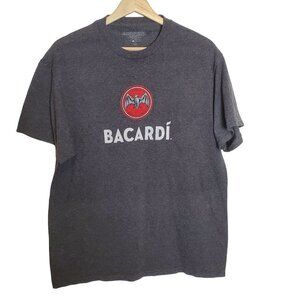 Bacardi Large Gray Cotton Poly‎ Blend T-shirt Bat 2014 Tee Halloween